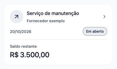 Contas a pagar. Interface do app · dados fictícios.